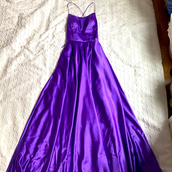 Floor Length Purple Prom Dress - Picture 3 of 4